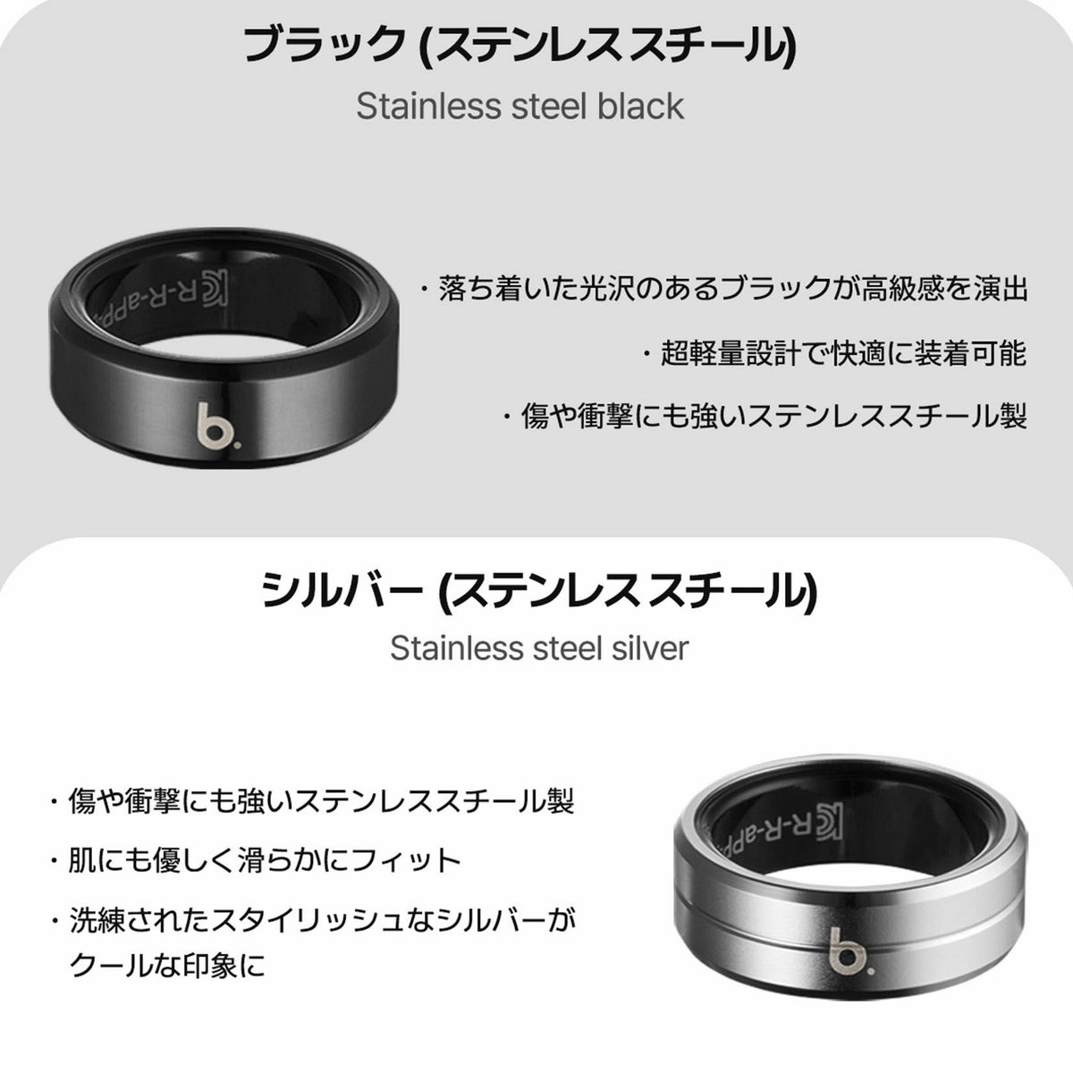 b.ring (サイズ11) ブリング スマートリング ステンレススチール ブラック / B113SBKRNG