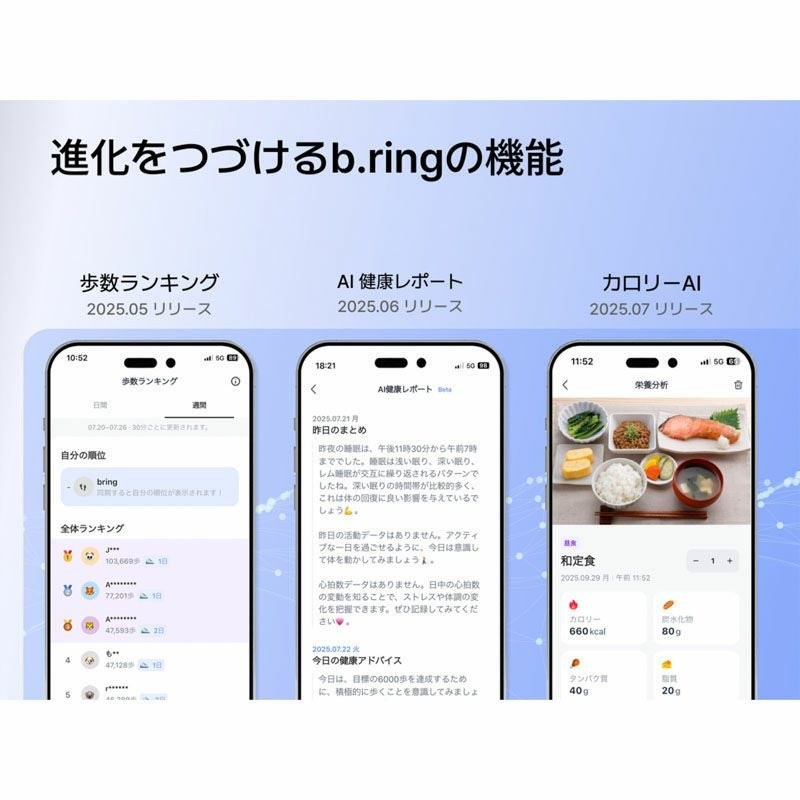 b.ring (サイズ7)ブリング スマートリング G2モデル チタン シルバー  / B075TNSV2